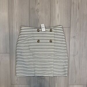 NWT Ann Taylor LOFT 4 Striped Mini Skirt A-Line Cotton Sailor Buttons